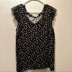 Maurices Polka-Dot Lace Sleeve Tee